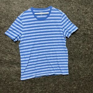 GAP Blue and Gray Striped Short Sleeve Tee